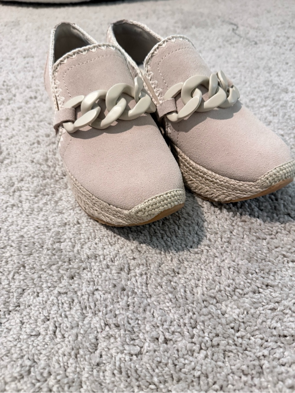 Dolce Vita Women's Light Beige Espadrille Loafers with Chain Detail